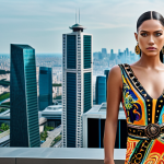 Versace - Modern Goddess**

"A striking, confident woman with perfect anatomy, fully clothed in a vibrant, embellished Versace dress with Medusa accents, set against a futuristic cityscape backdrop, safe for work, appropriate content, professional photography, high quality, modest clothing, family-friendly."

**