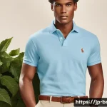 폴로 랄프로렌 vs 타미힐피거 비교 - A sophisticated male model wearing a classic Polo Ralph Lauren outfit: a soft, high-quality pima cot...
