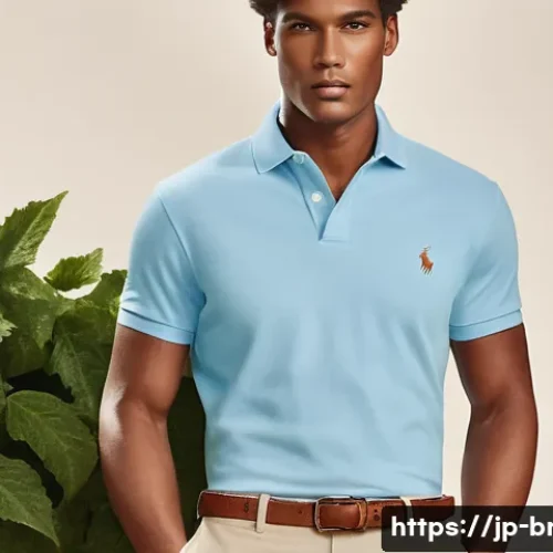폴로 랄프로렌 vs 타미힐피거 비교 - A sophisticated male model wearing a classic Polo Ralph Lauren outfit: a soft, high-quality pima cot...